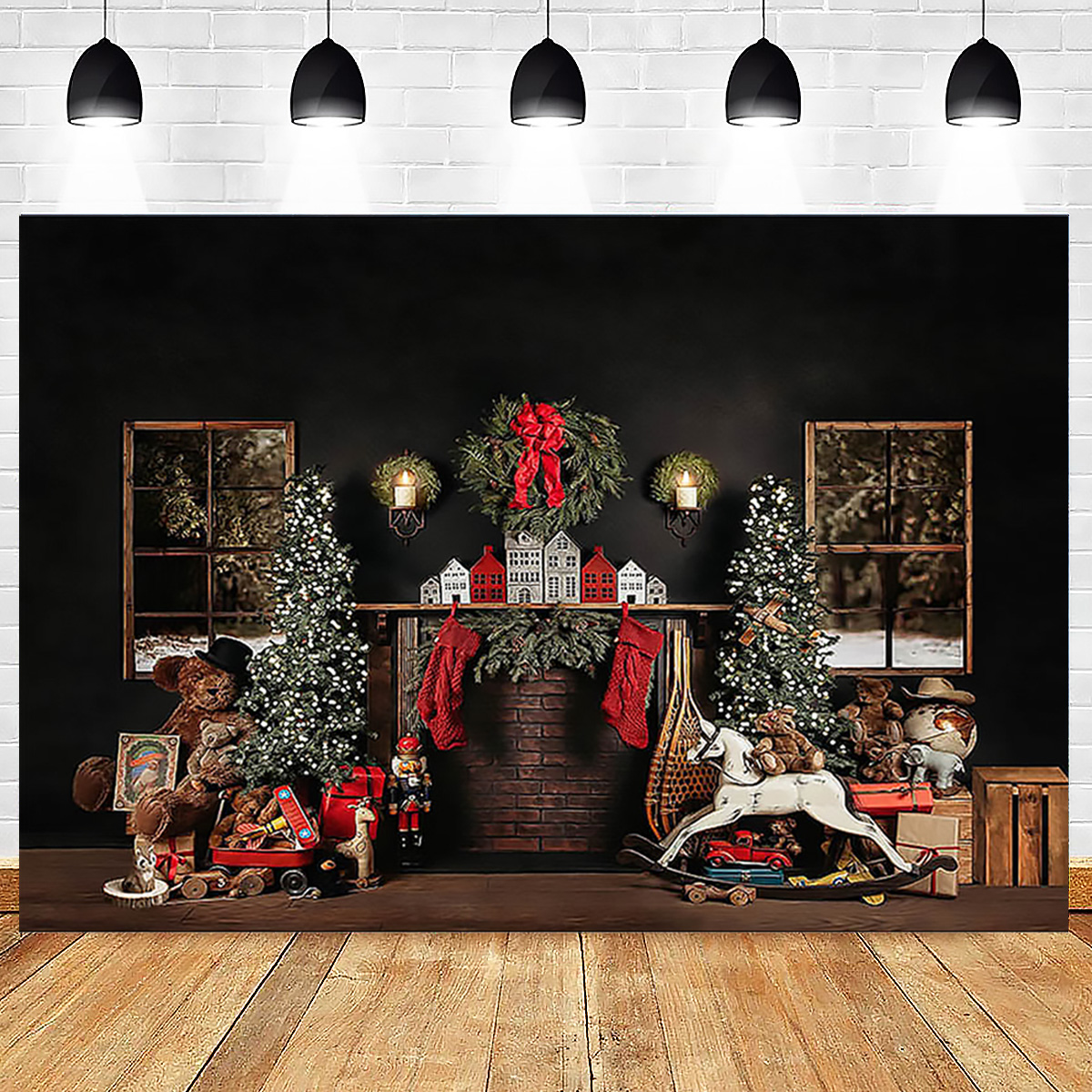 Christmas-Tree-Fireplace-Gifts-Backdrop-Winter-Children-Photography-Background-Cloth-Studio-Props-1759425-6