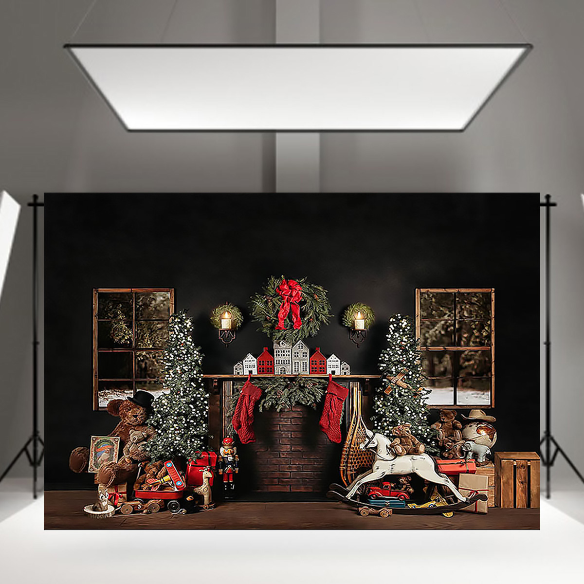 Christmas-Tree-Fireplace-Gifts-Backdrop-Winter-Children-Photography-Background-Cloth-Studio-Props-1759425-7
