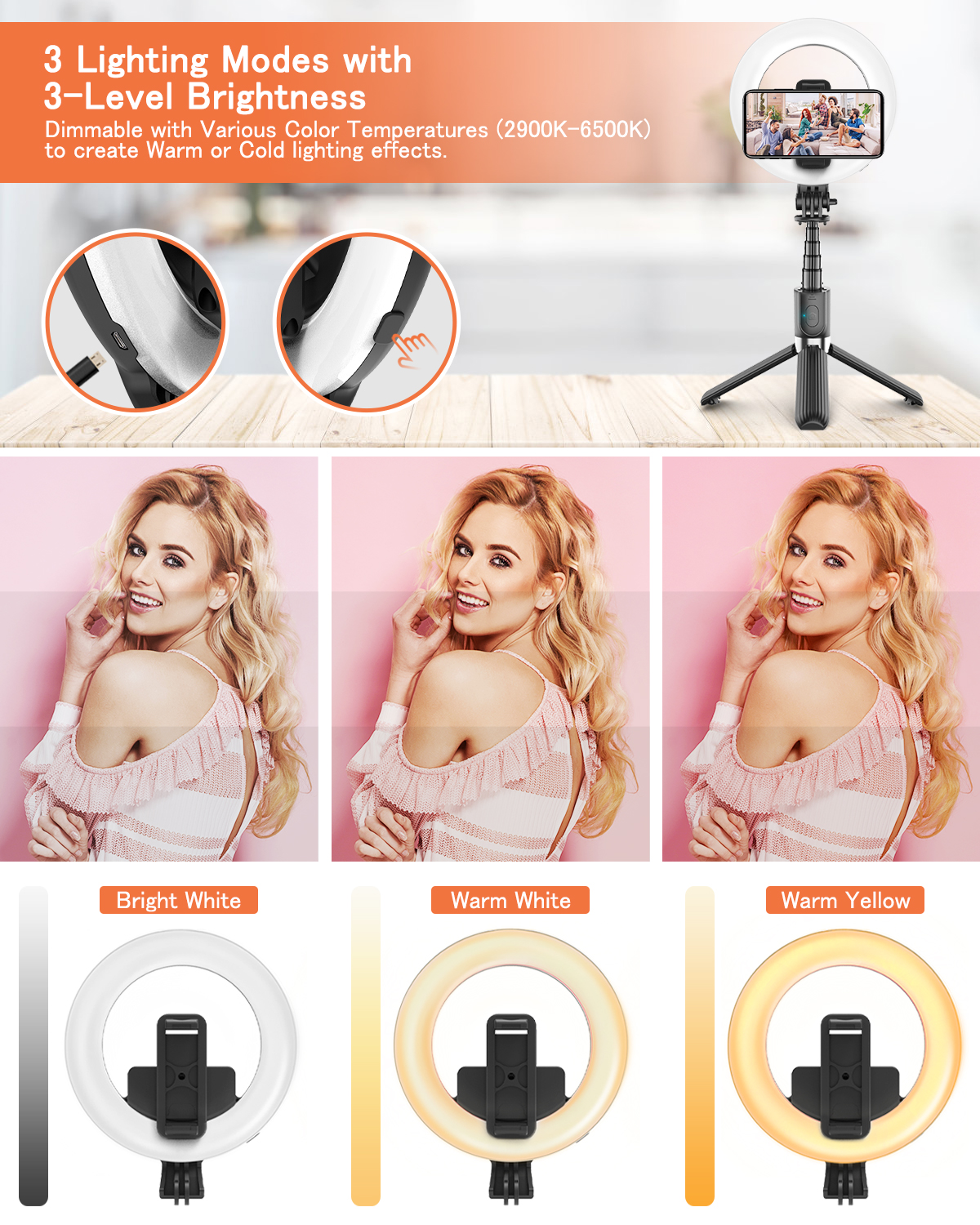 ELEGIANT-EG-09-LED-Ring-Light-Bluetooth-Selfie-Stick-Tripod-with-Remote-Control-Beauty-Fill-Lamp-for-1748938-5