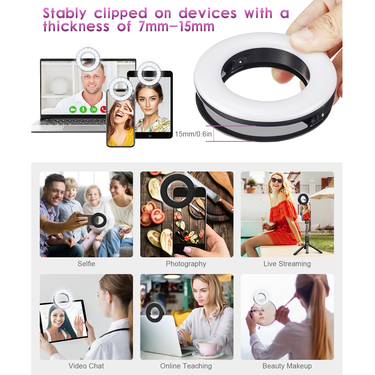ELEGIANT-EGL-04-Rechargeable-4-Lighting-Modes-Brightness-Adjustable-Mini-Selfie-Ring-Light-for-Mobil-1887282-5