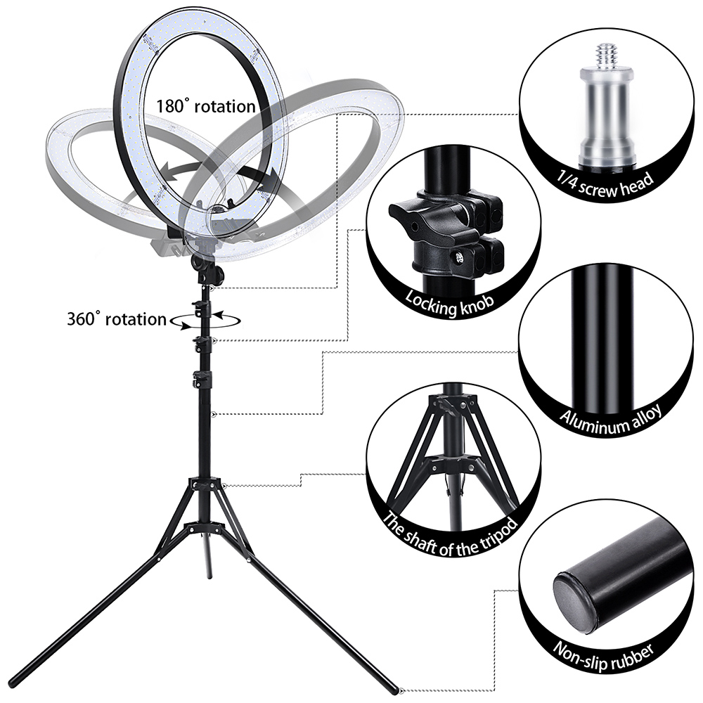 FOSOTO-RL-18-18-Inch-Ring-Light-55W-5500K-LED-Photography-Lamp-with-Lighting-Tripod-Stand-Phone-Clip-1941554-9