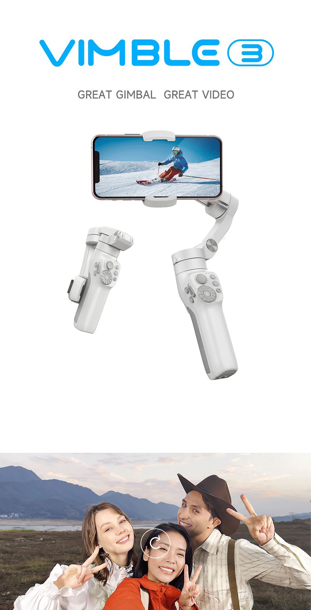 FeiyuTech-Vimble-3-Anti-shake-3-Axis-Foldable-Handheld-Gimbal-Stabilizer-Adjustable-Selfie-Stick-wit-1960991-1