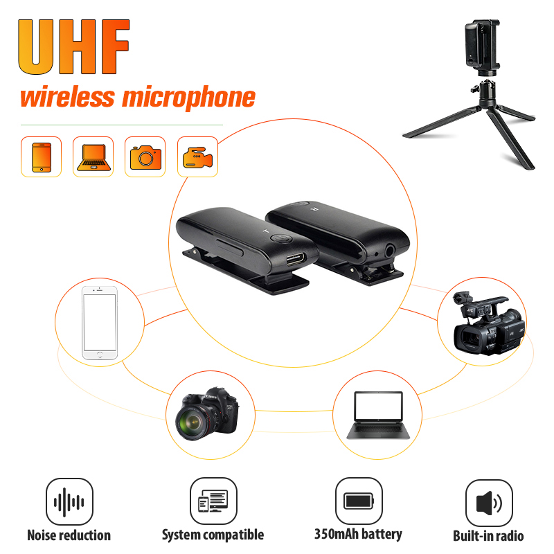 Kaopomic-1T1R-Wireless-Microphone-System-with-Mini-Tripod-for-DSLR-Camera-Camcorder-Mobile-Phone-PC--1860433-1