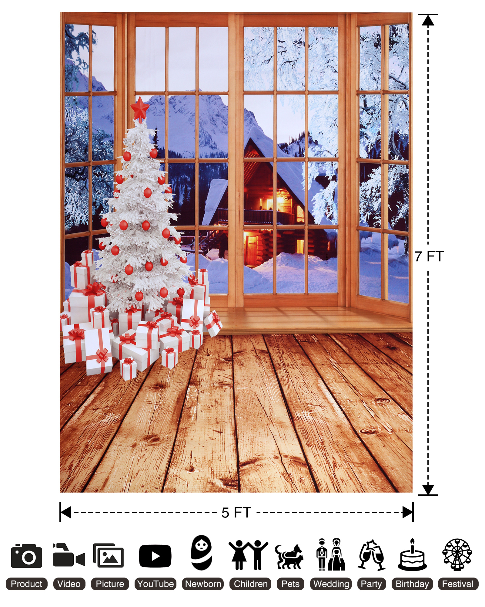 Mohoo-5x7ft-15x21m-Christmas-Backdrop-Photo-Window-Backdrop-with-Wooden-Floor-Christmas-Tree-Snow-Co-1958159-4
