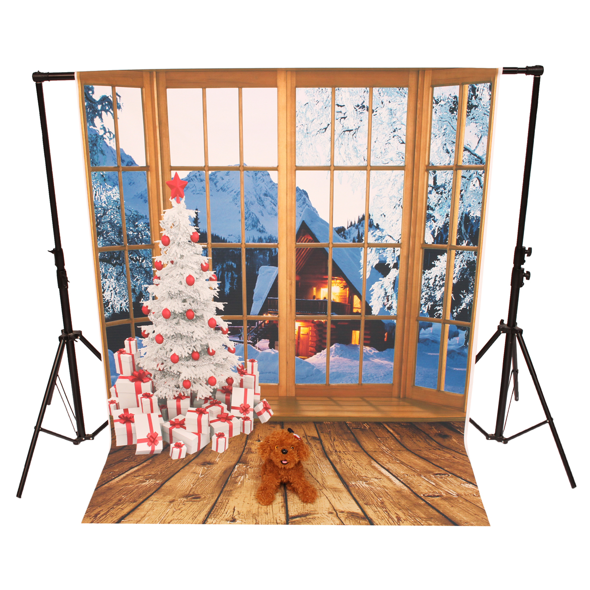 Mohoo-5x7ft-15x21m-Christmas-Backdrop-Photo-Window-Backdrop-with-Wooden-Floor-Christmas-Tree-Snow-Co-1958159-9