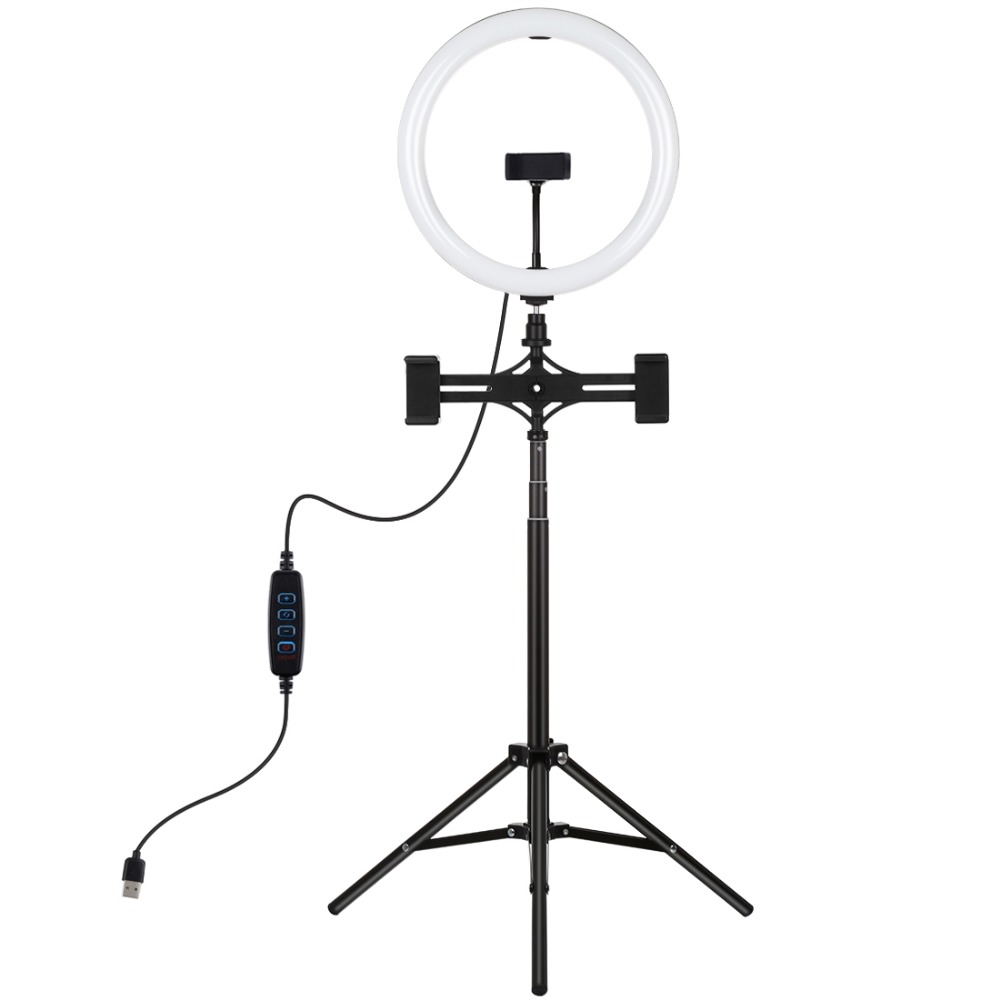 PULUZ-PKT3066B-102-Inch-Dimmable-LED-Selfie-Video-Ring-Light-with-PU457B-Tripod-for-Youtube-Tik-Tok--1646809-1