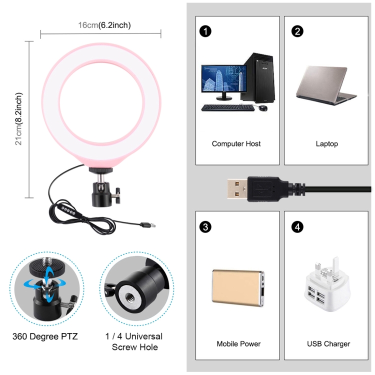 PULUZ-PU432F-62-inch-16cm-RGBW-Dimmable-LED-Ring-Light-10-Modes-8-Colors-USB-for-Youtube-Live-Broadc-1683474-2