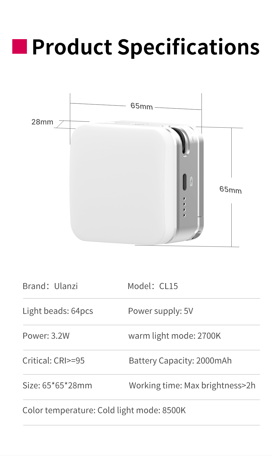 Ulanzi-CL15-Mini-Cube-Video-Light-2700K-8500K-Magnetic-Suction-Cup-Lamp-with-14-inch-Screw-Hole-for--1935660-7