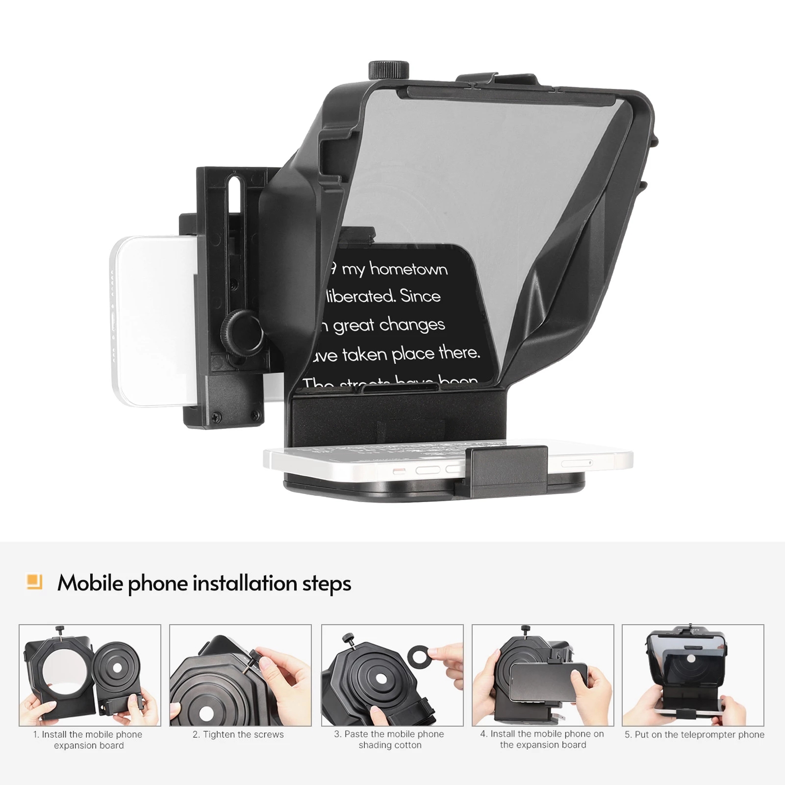 Ulanzi-PT-15-Smartphone-DSLR-Camera-Teleprompter-Prompter-Phone-Holder-with-Remote-Control-Lens-Adap-1900339-9