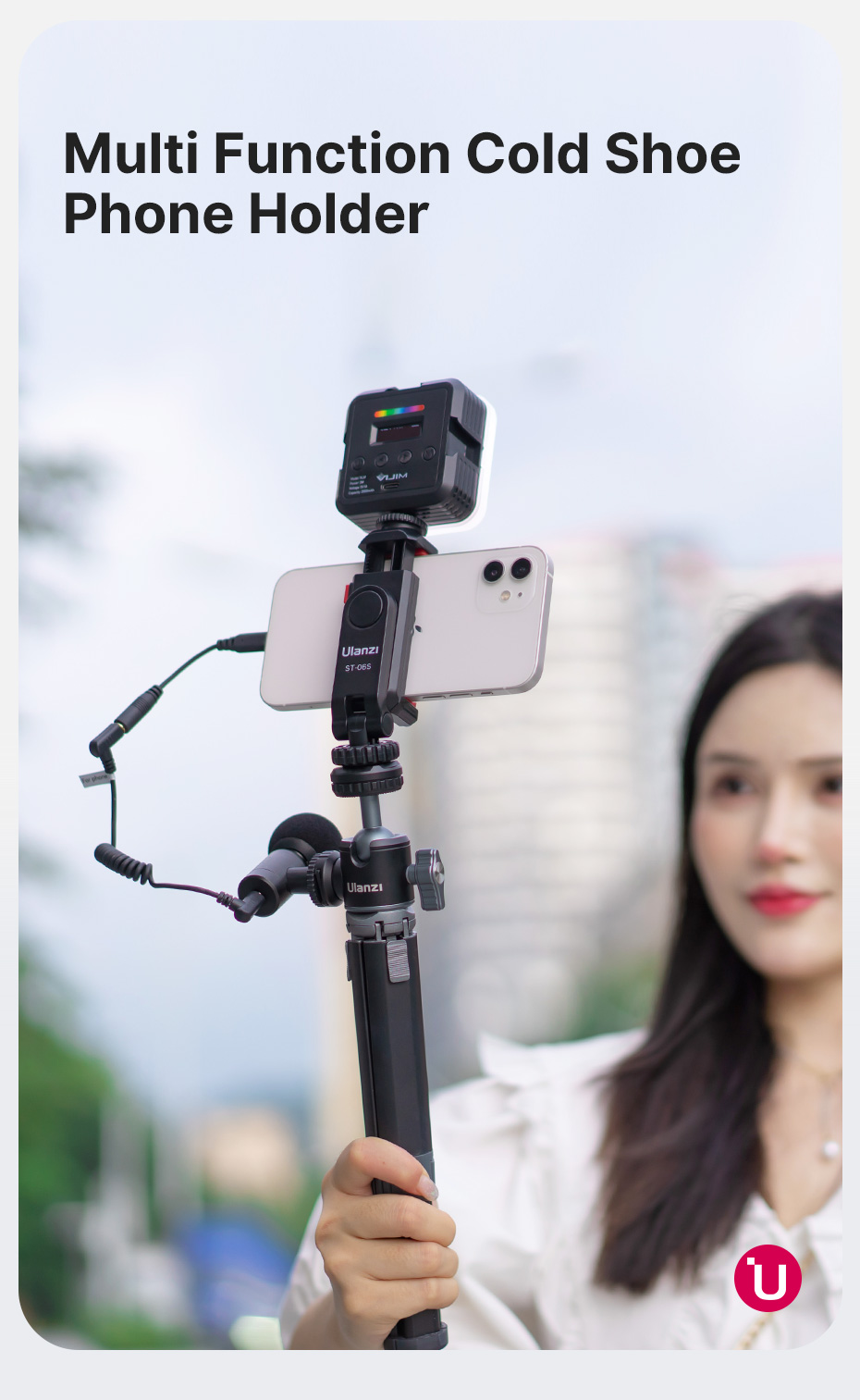 Ulanzi-ST-06S-Phone-Clip-with-Two-Cold-Shoe-Vertical-Shooting-Smartphone-Clamp-Mount-Holder-Tripod-M-1889176-1
