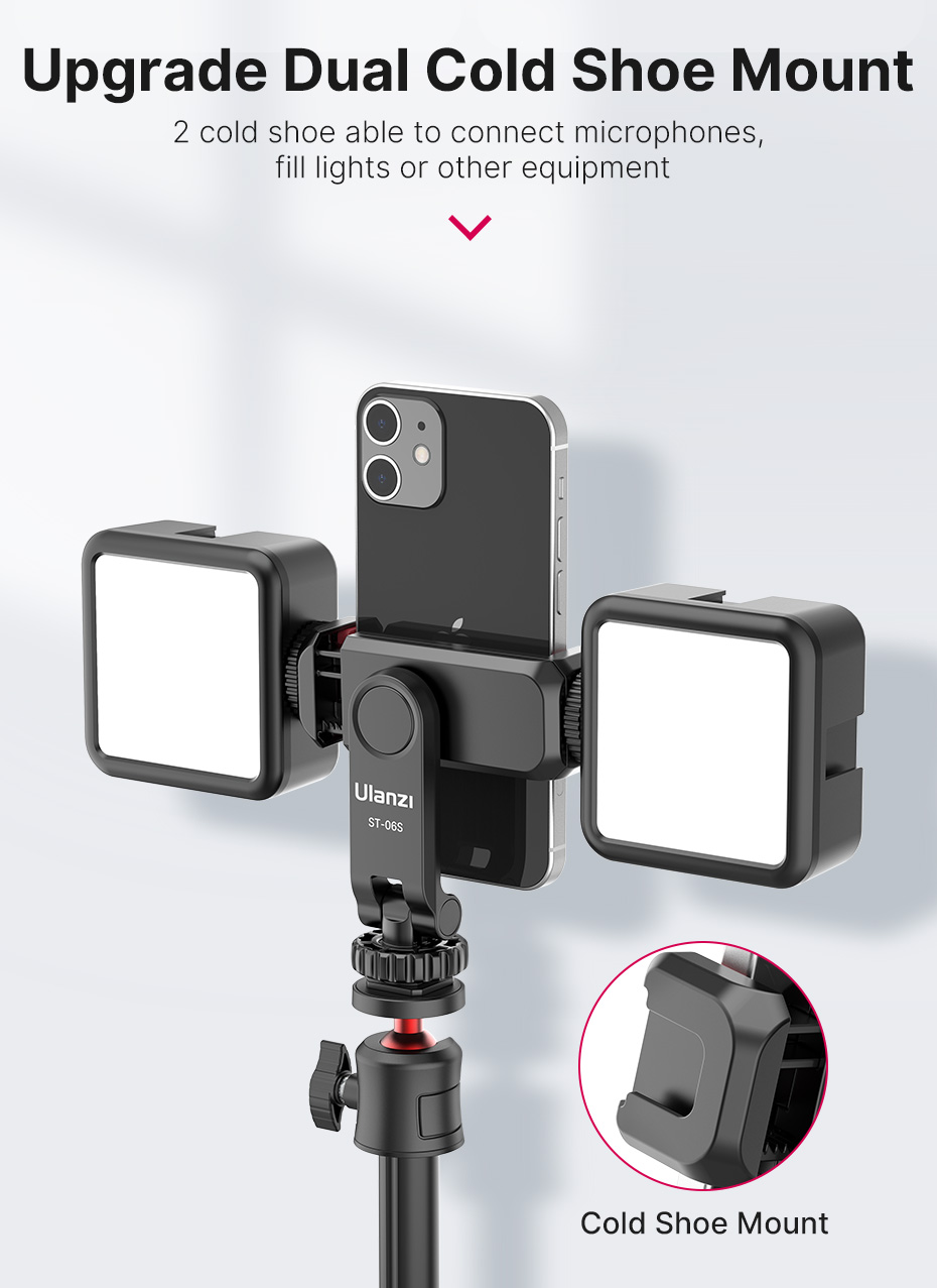 Ulanzi-ST-06S-Phone-Clip-with-Two-Cold-Shoe-Vertical-Shooting-Smartphone-Clamp-Mount-Holder-Tripod-M-1889176-4