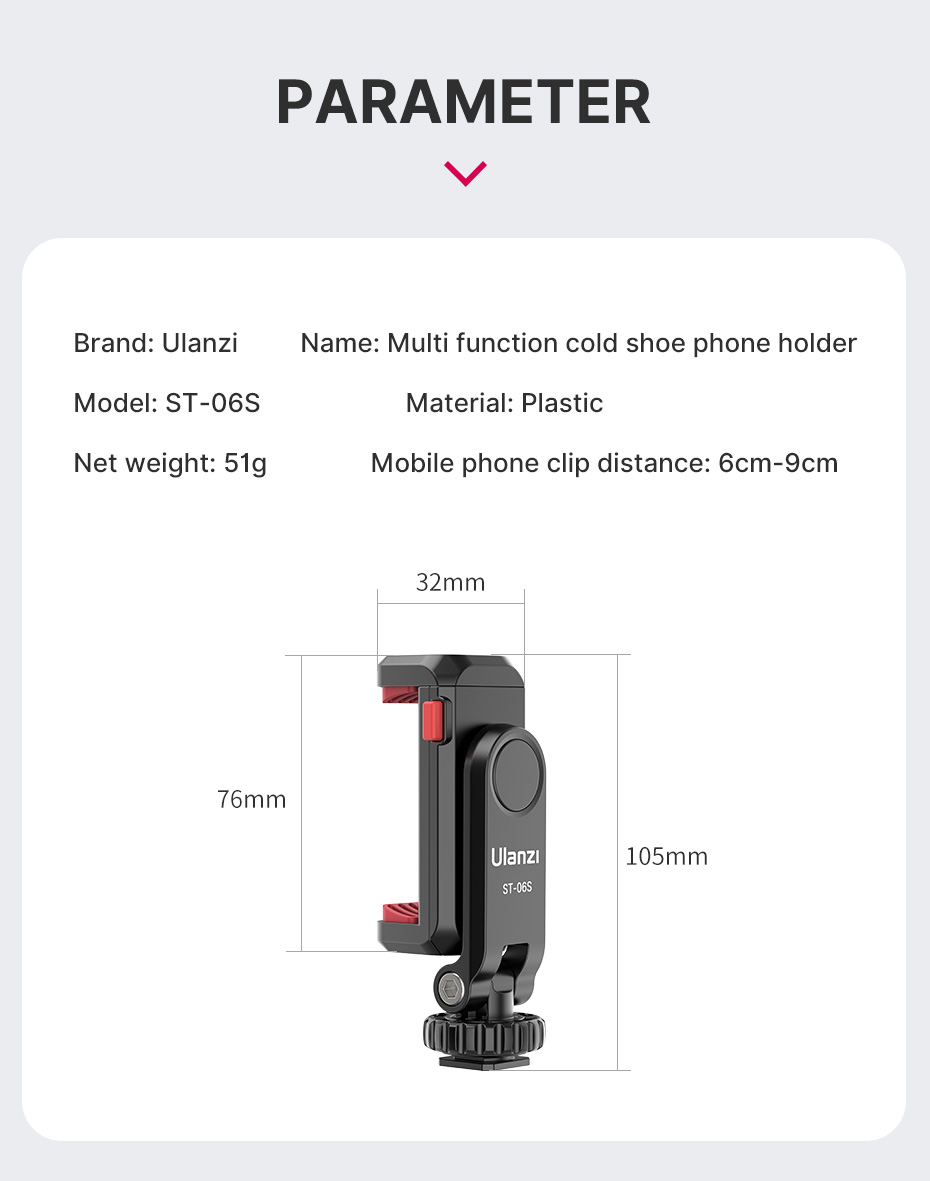 Ulanzi-ST-06S-Phone-Clip-with-Two-Cold-Shoe-Vertical-Shooting-Smartphone-Clamp-Mount-Holder-Tripod-M-1889176-8