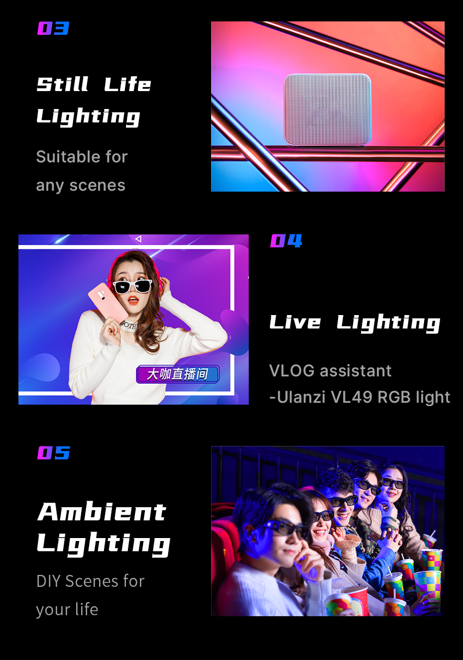 Ulanzi-VL49-RGB-Full-Color-LED-Video-Light-2500K-9000K-with-Magnetic-Mini-Fill-Lamp-Extend-3-Cold-Sh-1889418-3