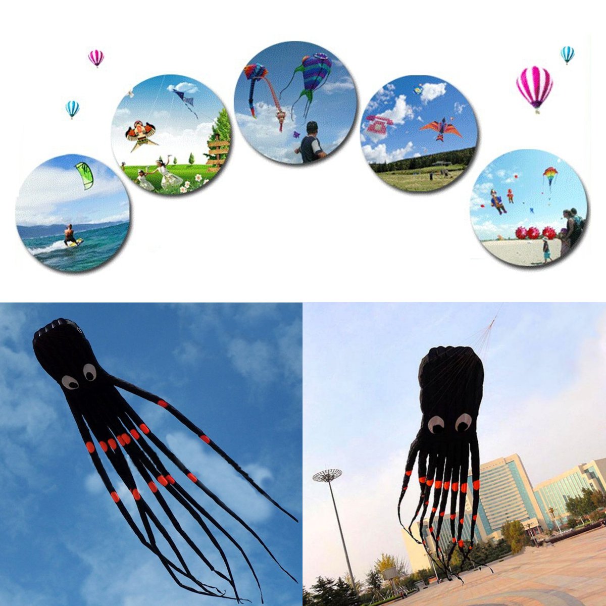 3D-26ft-8m-Single-Line-Black-Octopus-POWER-Sport-Huge-Soft-Kite-Outdoor-Toy-1378470-1