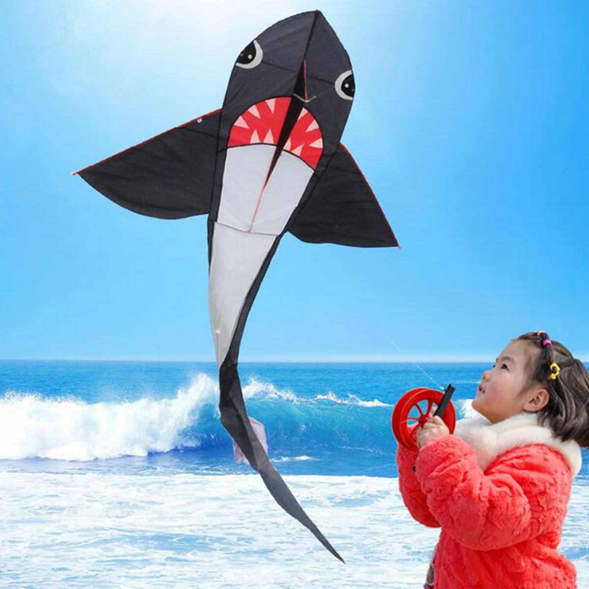 5577-Inches-Big-Size-Shark-Kite-Kid-Outdoor-Play-Toys-Without-Line-Winder-1436719-1