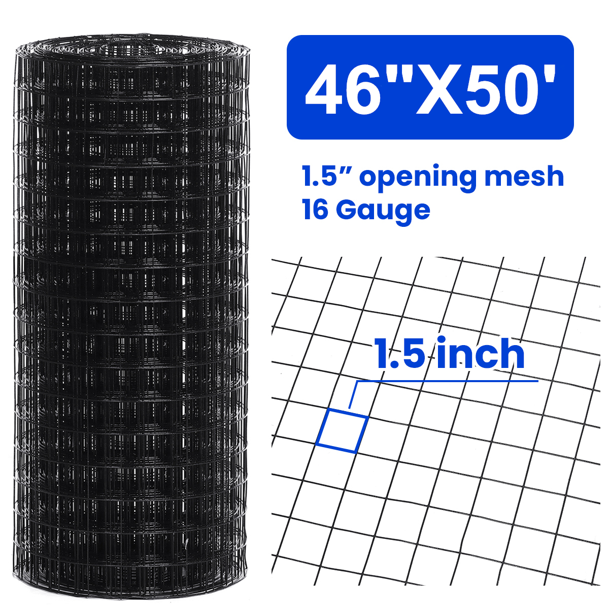 Hardware-Black-Vinyl-Coated-Wire-Mesh-4ft-x-50ft-Gauge-Chicken-Wire-Fence-15quot-x-15quot--Grid-16-G-1828378-3
