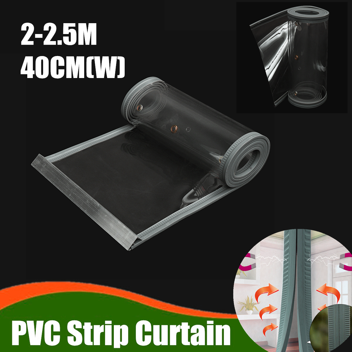 40cm2-25m-High-Clear-Flexible-PVC-Door-Curtains-Strip-Magnetic-Closing-Fly-Insect-resistant-Screen-1418918-1