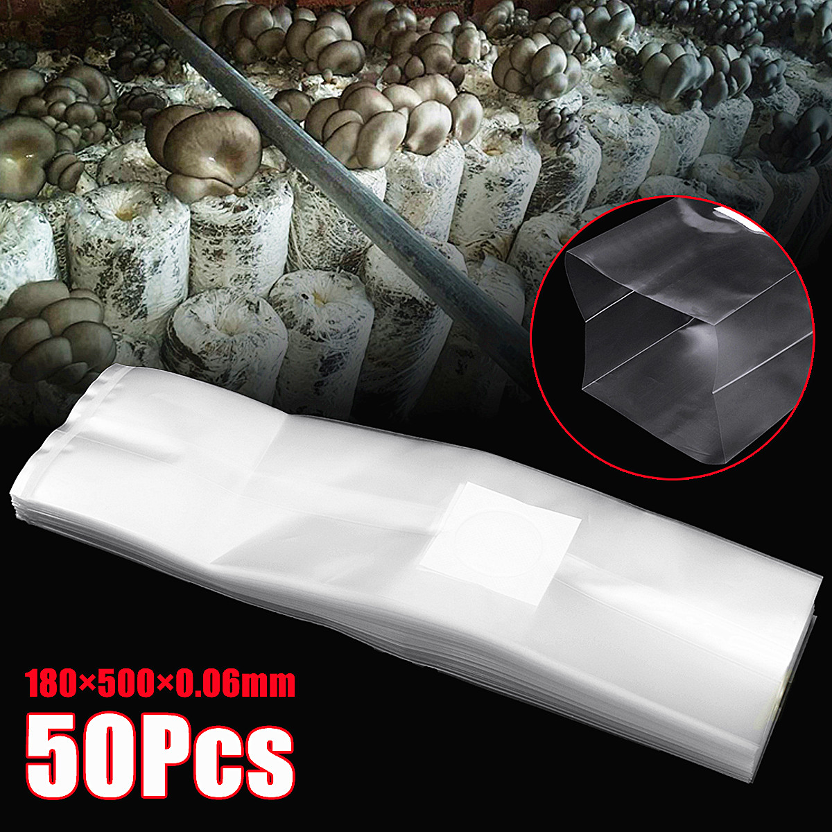 50Pcs-180x500mm-PVC-Mushroom-Grow-Bag-Substrate-High-temp-Pre-Sealable-1708510-2
