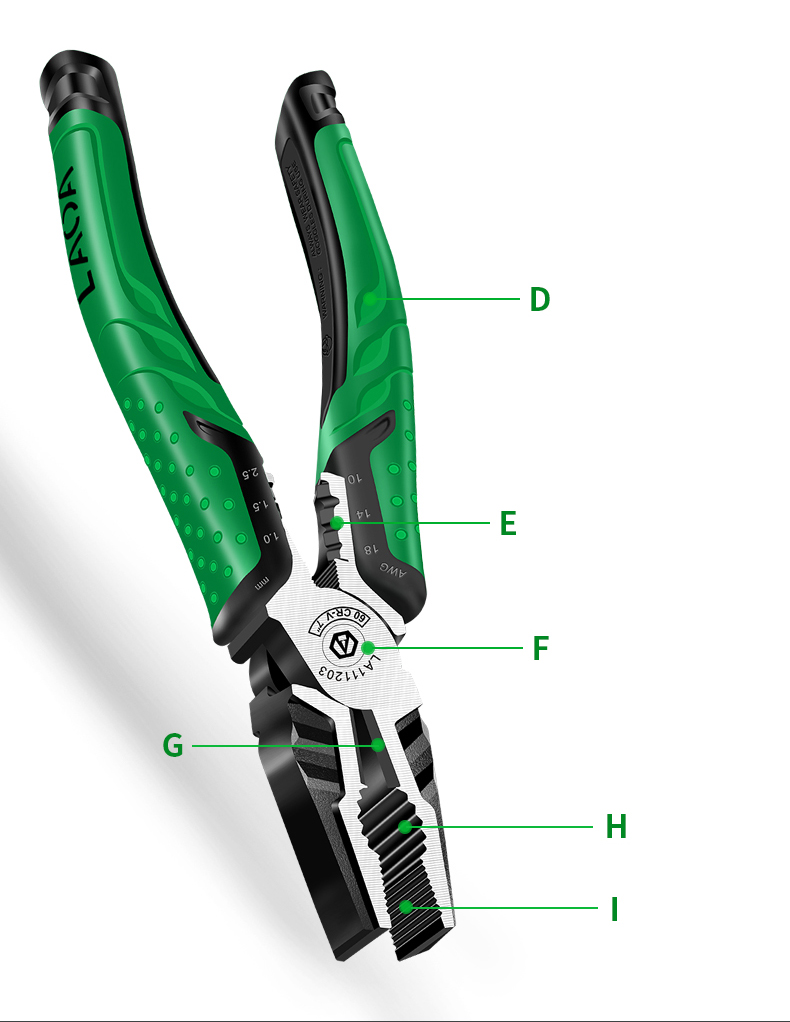 1PCS-LAOA-7inch-Multifunction-Diagonal-Pliers-Wire-Cutter-Long-Nose-Pliers-Side-Cutter-Cable-Shears--1768681-5