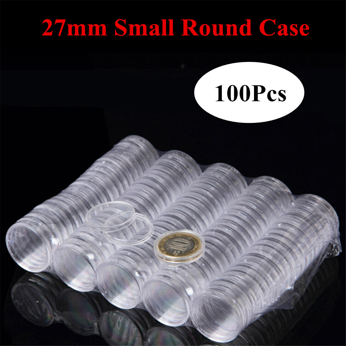 100PCS-27mm-Coin-Storage-Box-Round-Cases-Applied-Clear-Portable-Round-Holder-Box-1345594-2