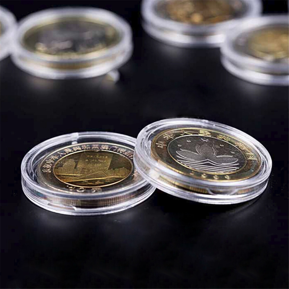 100PCS-27mm-Coin-Storage-Box-Round-Cases-Applied-Clear-Portable-Round-Holder-Box-1345594-7