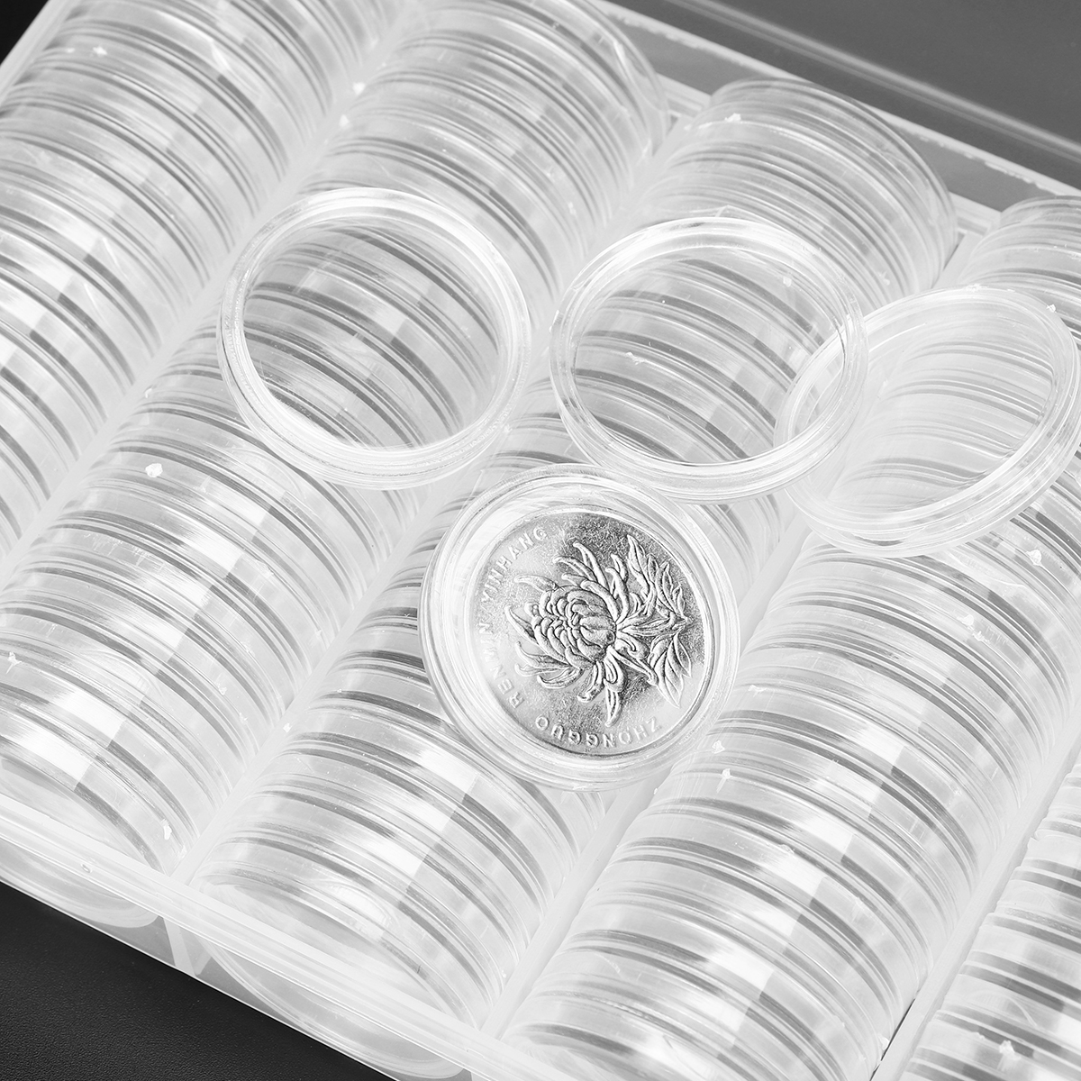 100PCS-27mm-Coin-Storage-Box-Round-Cases-Applied-Clear-Portable-Round-Holder-Box-1345594-9