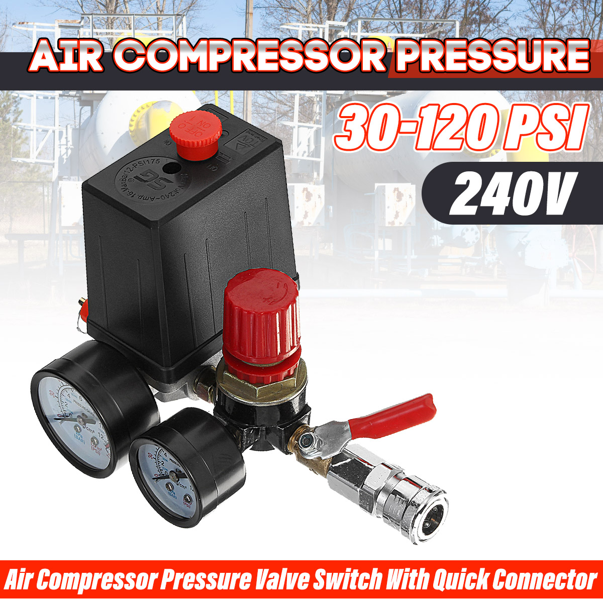 120-PSI-Air-Compressor-Pressure-Switch-Control-Valve-Manifold-Regulator-Gauges-With-Quick-Connector-1694771-1
