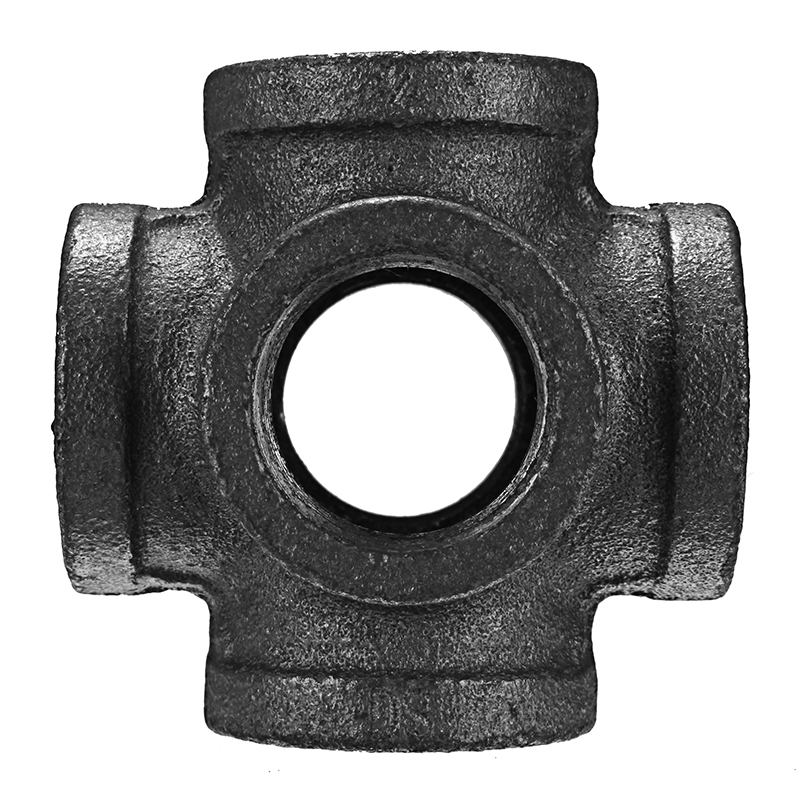 12quot-34quot-1quot-6-Way-Pipe-Fitting-Malleable-Iron-Black-Double-Outlet-Cross-Female-Tube-Connecto-1274170-3