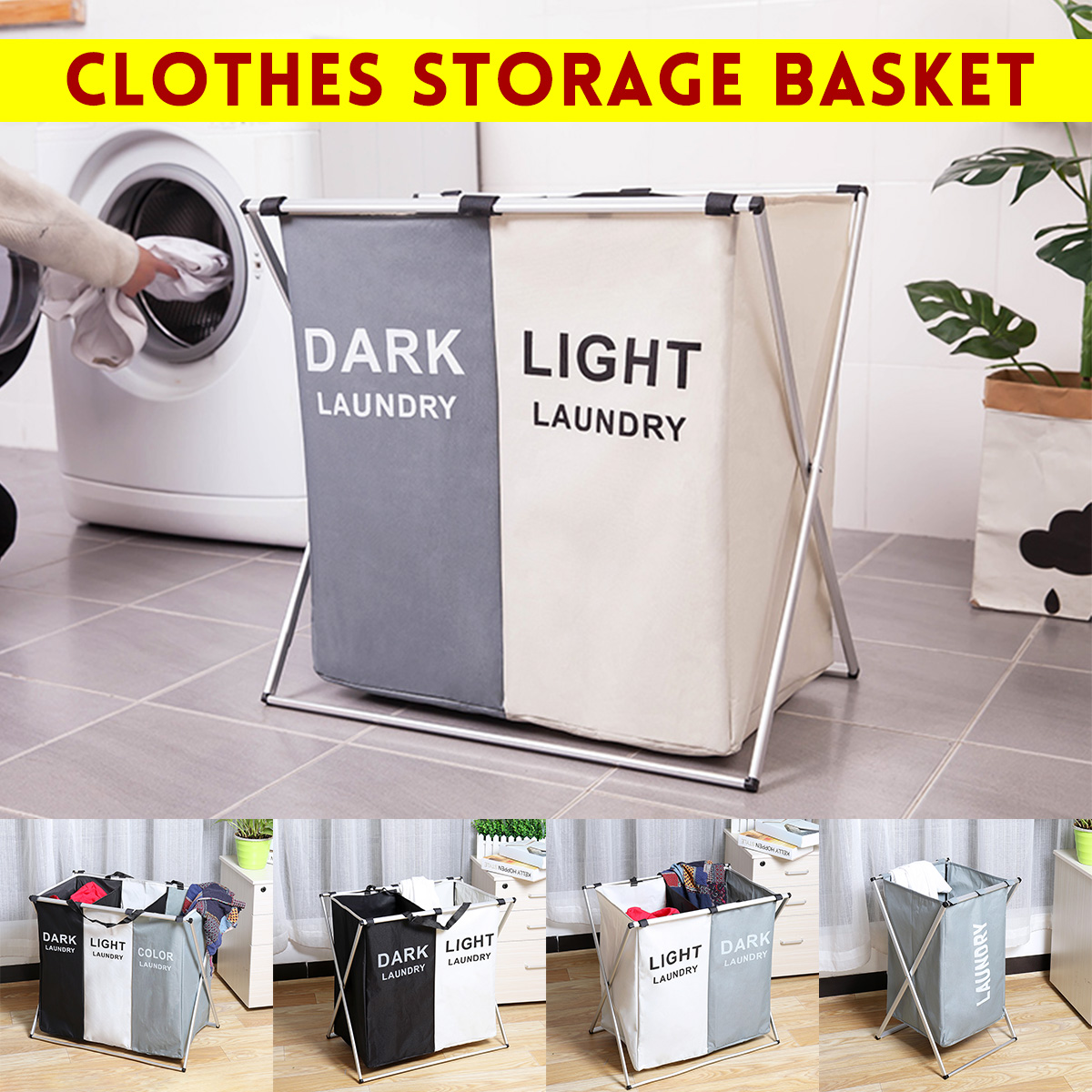 3-Grids-Foldable-Clothes-Storage-Hamper-Baskets-Organizer-Laundry-Bag-1626545-1
