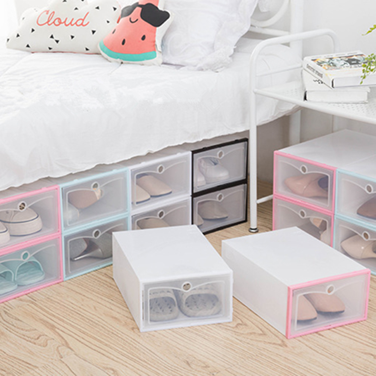 Foldable-Clear-Plastic-Shoe-Boxes-Case-Stackable-Tidy-Display-Storage-Organizer-Single-Box-1347204-5
