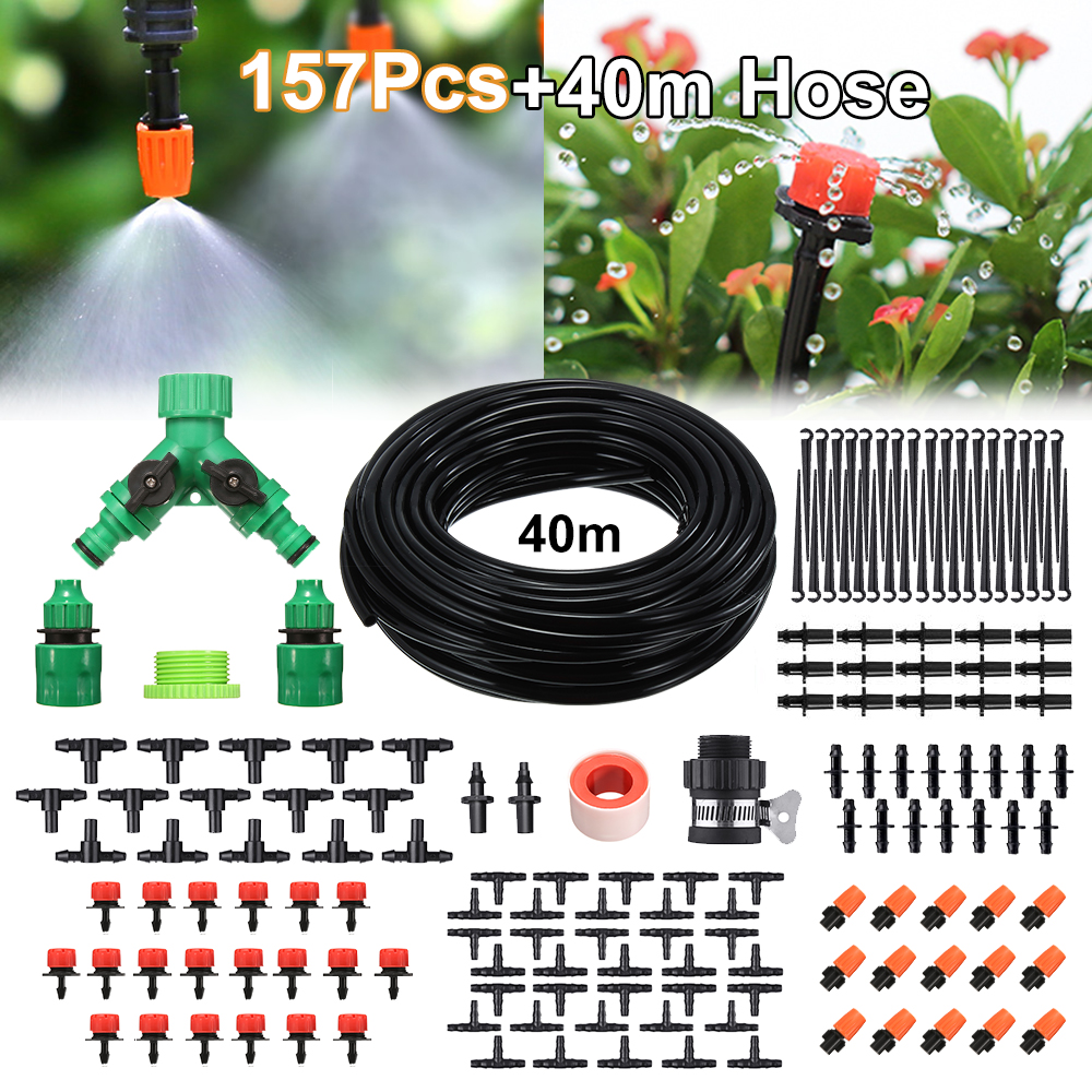 Pathonor-157Pcs-Micro-Drip-Irrigation-System-Plant-Self-Watering-Garden-40M-Hose-Kit-1304770-1