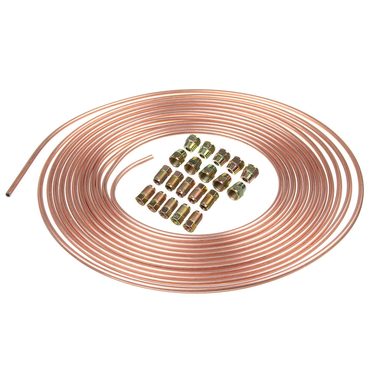 Roll-Copper-Steel-25-ft-316quot-Brake-Line-Pipe-Tubing-with-20-Pcs-Kit-Fittings-Brake-Female-Male-Nu-1543212-1
