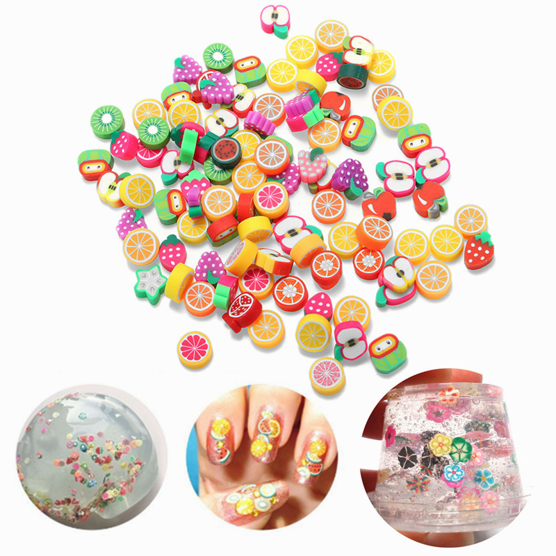 100PCS-DIY-Slime-Accessories-Decor-Fruit-Cake-Flower-Polymer-Clay-Toy-Nail-Beauty-Ornament-1203350-1