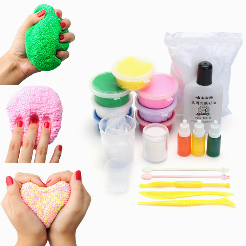 DIY-Slime-Kit-Snow-Mud-Clay-Plasticine-Styrofoam-Beads-Balls-White-Floam-Toy-Gift-1192180-1