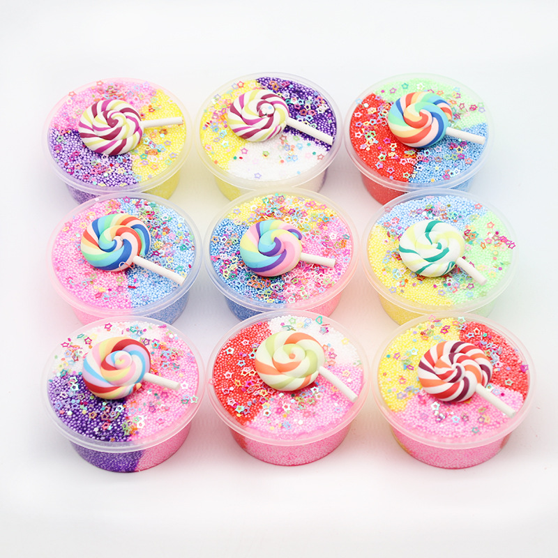 DIY-Three-Color-Slime-Lollipop-Snowflake-Mud-Cotton-Star-Decompression-Stress-Reliever-Toy-60ml-1441095-1
