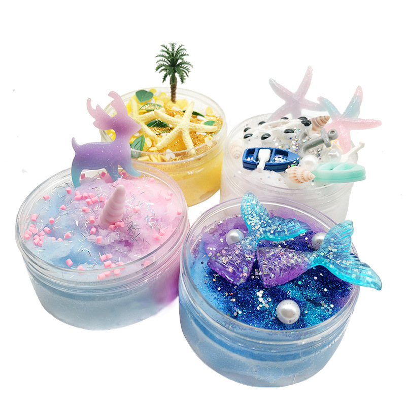 Fluffy-Slime-Brushed-Mud-Mermaid-Tail-Starfish-Coconut-Tree-DIY-Slime-Set-Decompression-Toy-1441099-1