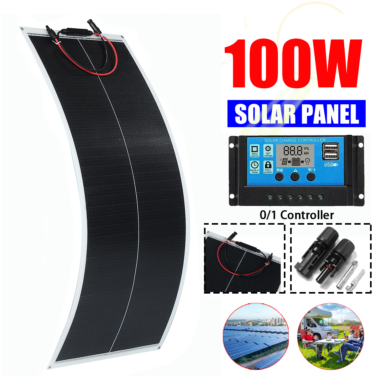 100W-Flexible-Solar-Panel-Charger-USB-Output-For-RV-Outdoor-Camping-1931889-1