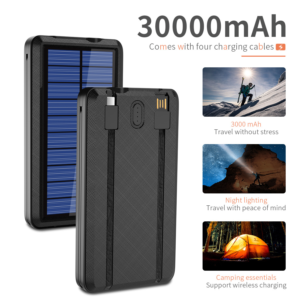 Bakeey-30000mAh-Solar-Panel-Dual-USB-Waterproof-Wireless-Charger-Power-Bank-with-Type-C-Micro-USB-In-1874905-5