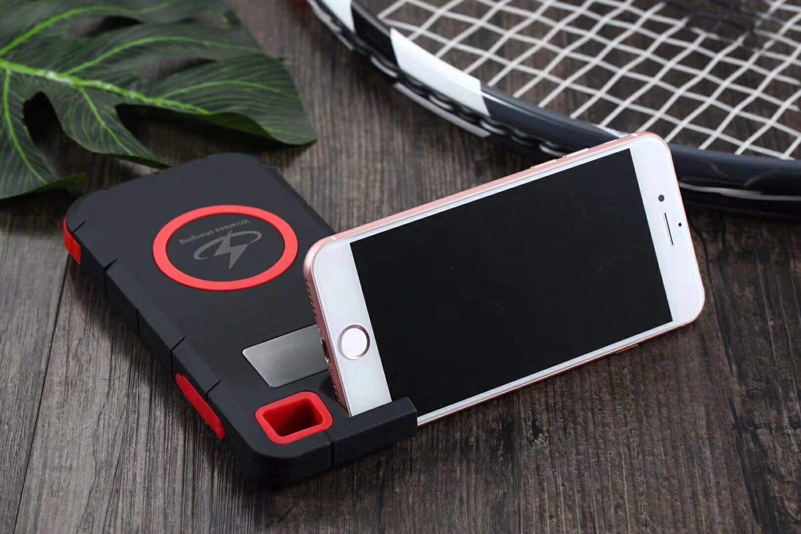 Bakeey-DIY-Multifunctional-LED-Display-Wireless-Fast-Charging-Solar-Holder-Power-Bank-Case-For-iPhon-1642880-8