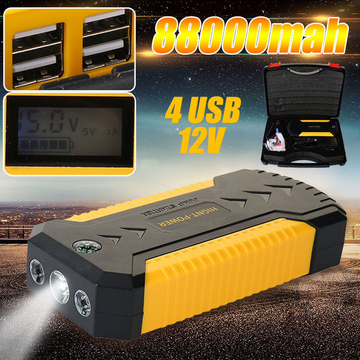 12V-82800mAh-Jump-Starter-Engine-Emergency-Start-Battery-4-USB-Power-Bank-LED-W-Smart-Clip-1424715-2