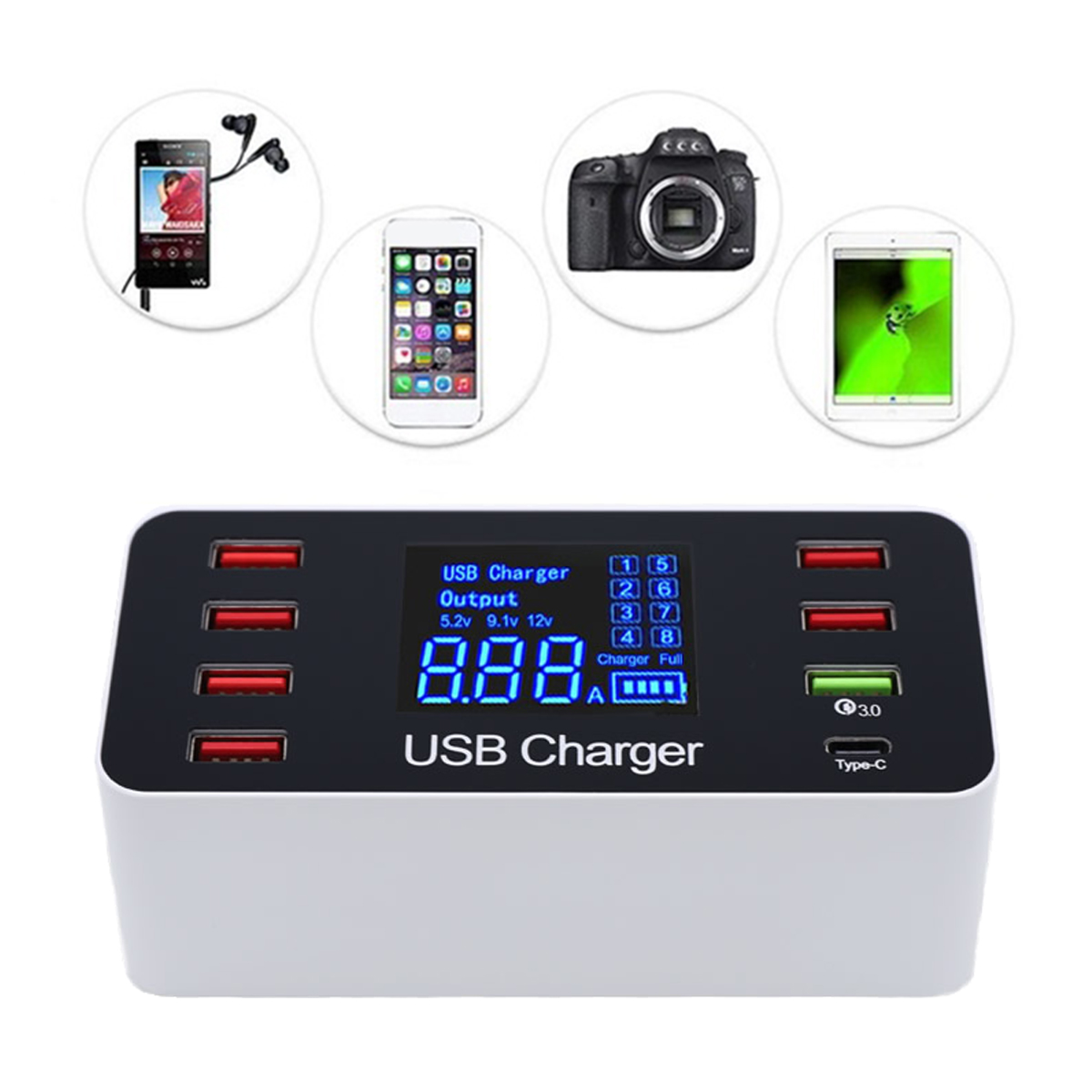 5V8A-Multiple-USB-Charger-Adapter-Desktop-Charging-Station-Hub-Type-C-Quick-Charge-30-Multi-Port-LCD-1606214-2