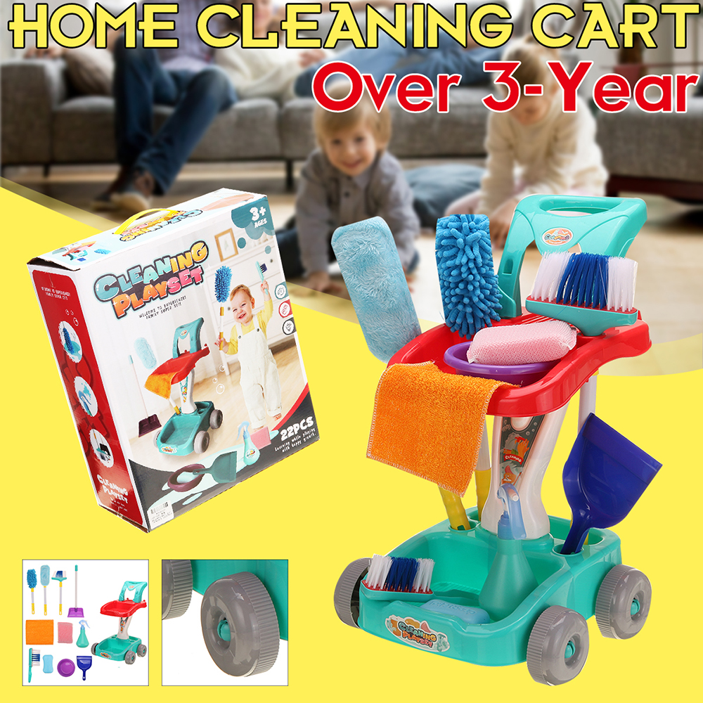 12PCS-Plastic-Home-Cleaning-Broom-Mopping-Carts-Mini-Tools-for-Children-Toys-1754667-2
