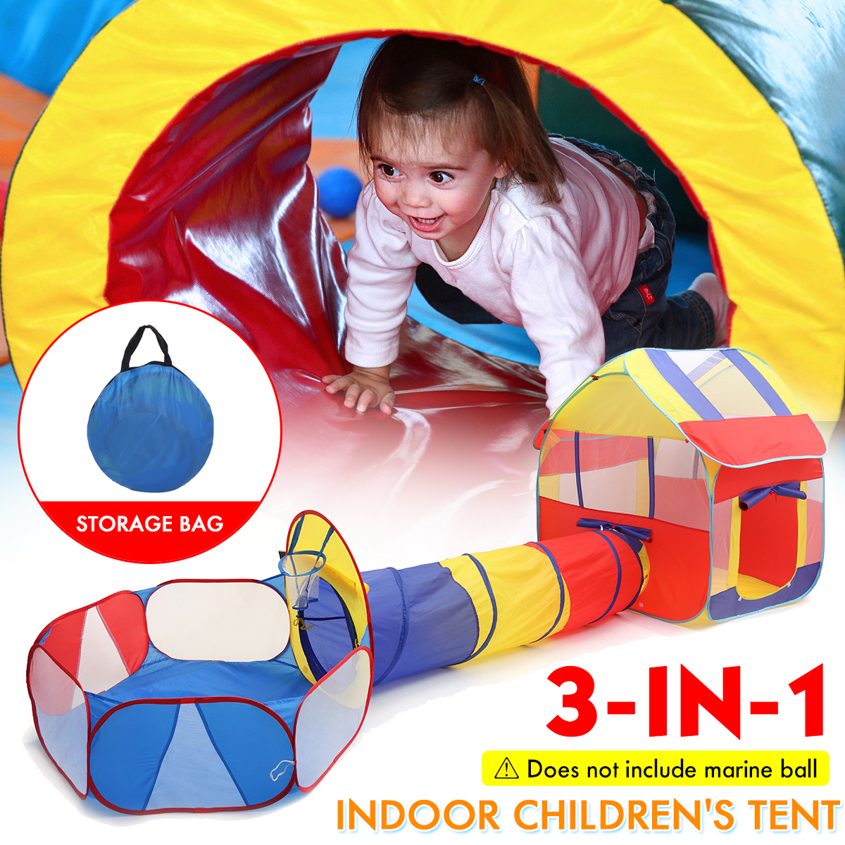 3-IN-1-Indoor-Outdoor-Triangle-and-Hexagon-Detachable-Tent-Childrens-Play-Toys-with-Zippered-Storage-1707047-1