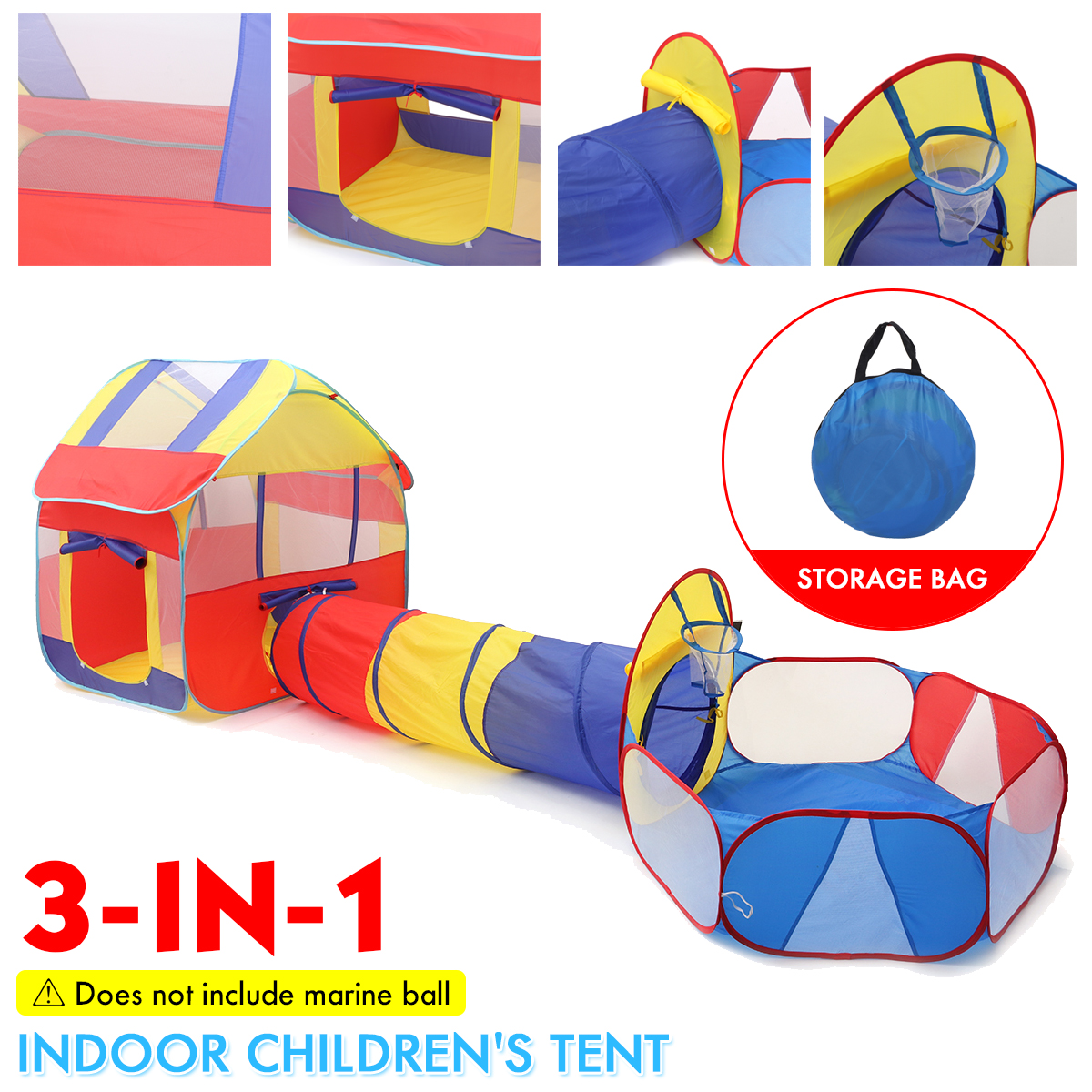 3-IN-1-Indoor-Outdoor-Triangle-and-Hexagon-Detachable-Tent-Childrens-Play-Toys-with-Zippered-Storage-1707047-2