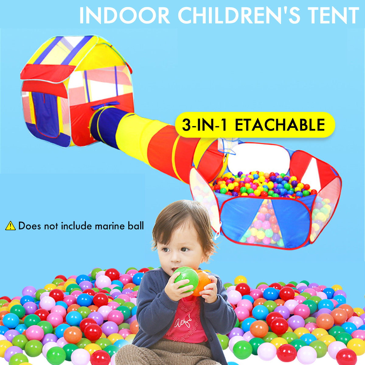3-IN-1-Indoor-Outdoor-Triangle-and-Hexagon-Detachable-Tent-Childrens-Play-Toys-with-Zippered-Storage-1707047-3