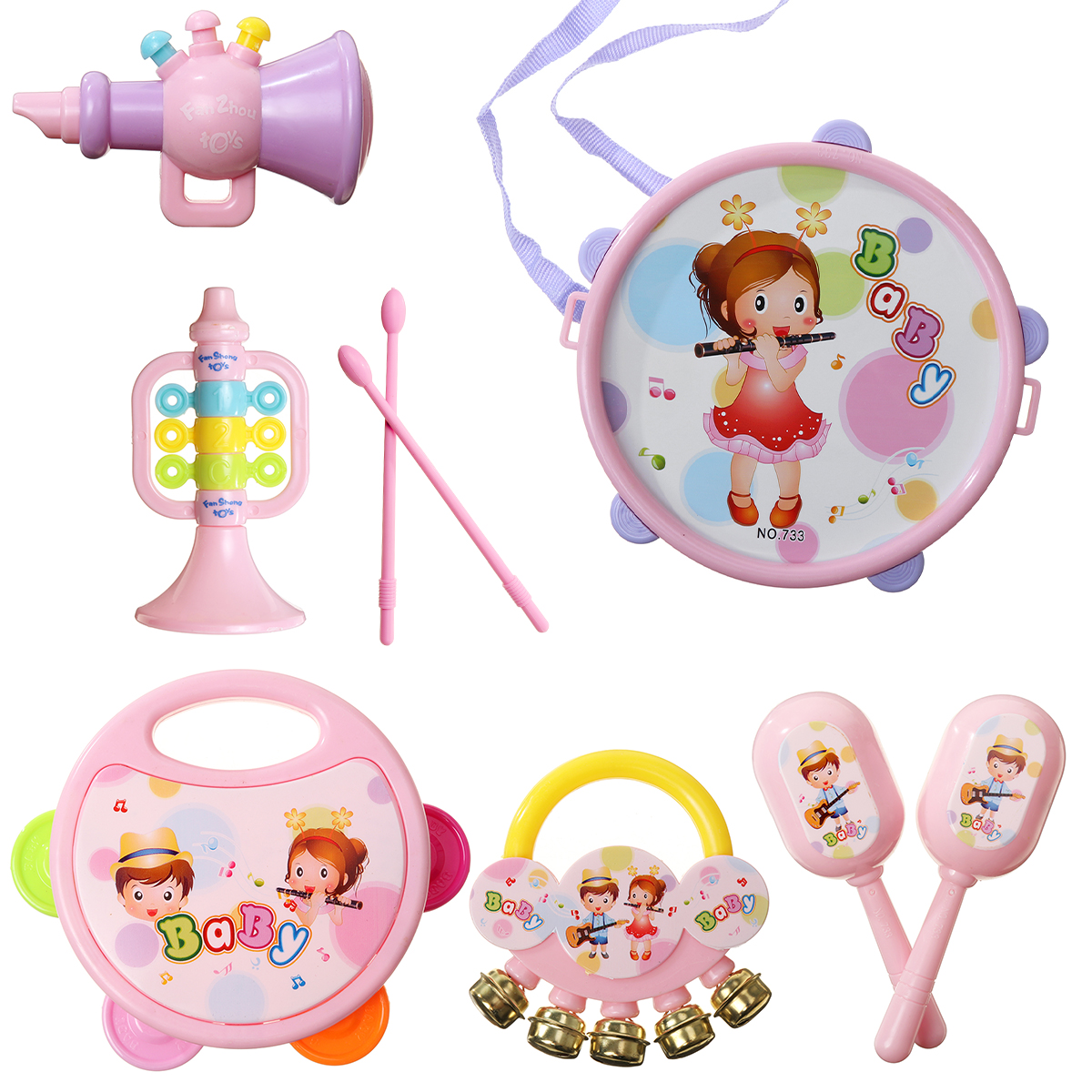457Pcs-Drum-Bell-Sand-Hammer-Trumpet-Set-Musical-Instrument-Educational-Toys-for-Kids-Gift-1689744-3