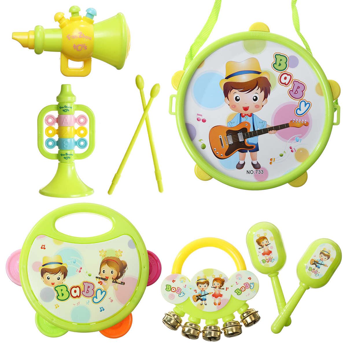457Pcs-Drum-Bell-Sand-Hammer-Trumpet-Set-Musical-Instrument-Educational-Toys-for-Kids-Gift-1689744-4