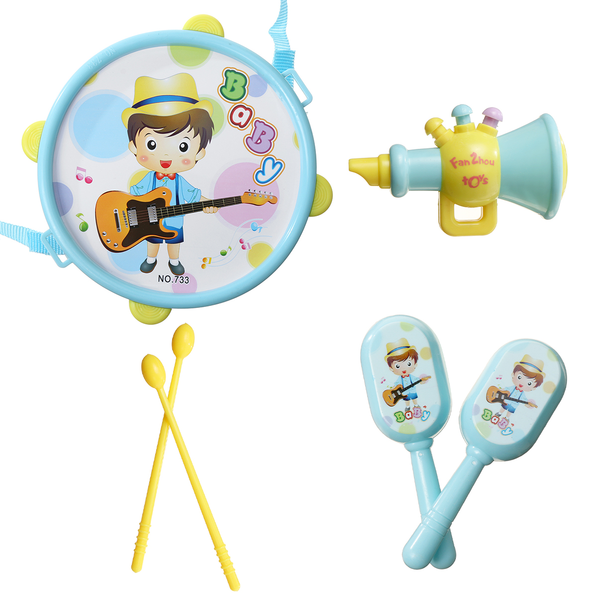 457Pcs-Drum-Bell-Sand-Hammer-Trumpet-Set-Musical-Instrument-Educational-Toys-for-Kids-Gift-1689744-6