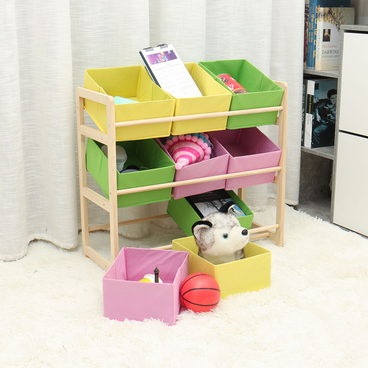 66309CM-Yellow-Pink-Green-Solid-Wood-Childrens-Toy-Rack-Storage-Rack-Toy-Rack-1754652-3