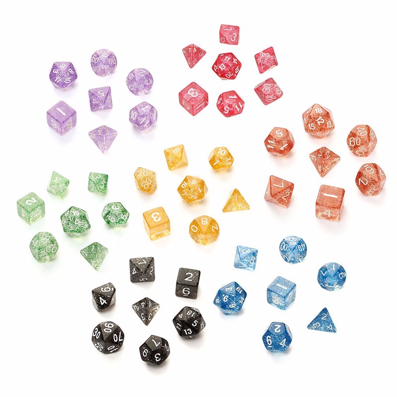 7PCS-TRPG-Game-Dungeons--Dragons-Glitter-D4-D20-Multi-Sides-Dice-Pink-1064120-1